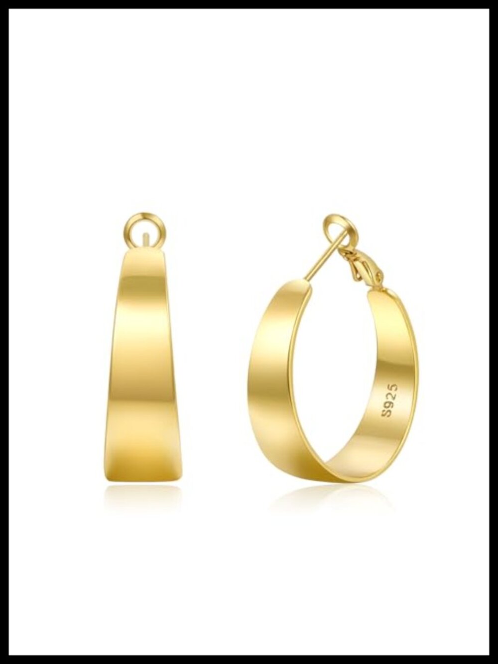 14K Gold Plated Chunky Hoop Earrings with 925 Sterling Silver Post